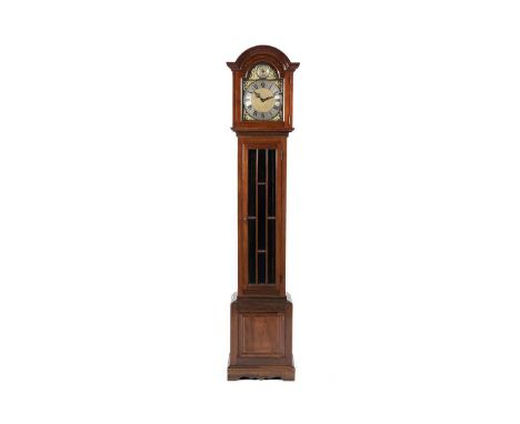 A 20th Century German quarter chiming longcase clock, the 8-day three train movement stamped 'HwN Winterhalder' striking on e