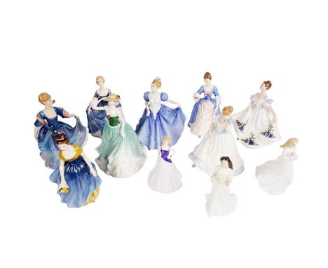 A collection of Royal Doulton decorative ceramic figures of ladies, including: a figure of Elizabeth, HN 2465; a Peggy Davies