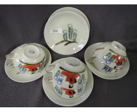 A part tea coffee service in fine china with oriental theme