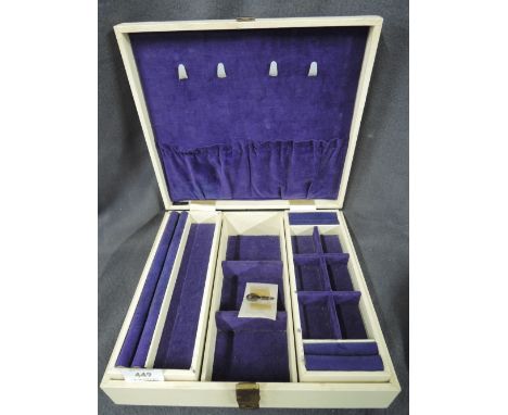 A treen jewellery or trinket box with velvet lining