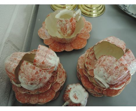 A Victorian part tea service by Charles Wileman in the Daisy shape and Jungle Print pattern 6027 (32 pieces)