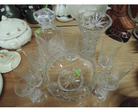 A selection of glassware including decanter, bowl and glasses