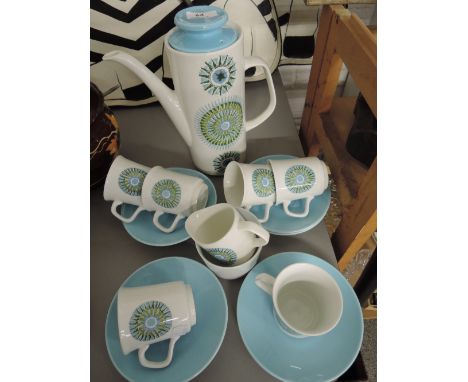 A part tea coffee service by Meakin in a 60's retro style baby blue and white