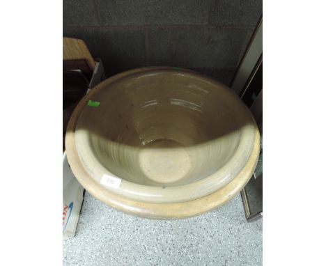 Two large stone ware salt glazed ceramic bowls