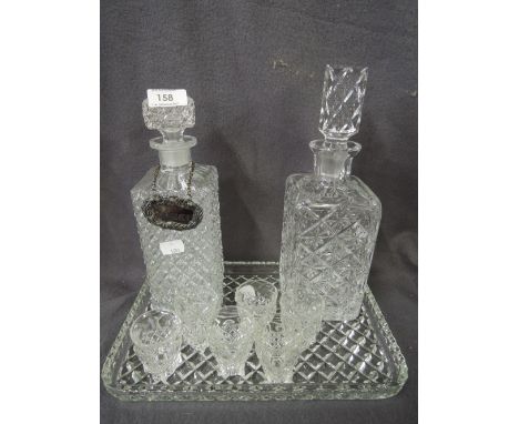 A cut glass decanter and glass set ideal for party or Christmas