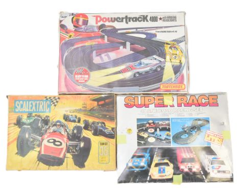 Scalextric - a collection of x3 assorted slot car racing sets comprising Hornby Team set 35, Super Race 4 Lane Road Racing se