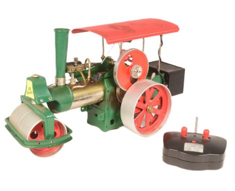 Live Steam - an original vintage Wilesco ' Old Smokey ' live steam roller engine with chain steering, roller wheels and fuel 