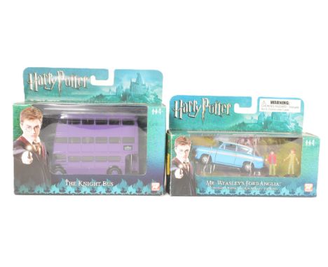 Diecast - x2 Harry Potter Corgi diecast models including ' The Knight Bus ' and ' Mr. Weasley's Ford Anglia ' with Harry Pott