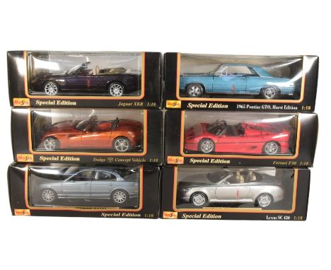 Diecast - a collection of Maisto 1/18 scale diecast model cars to include; Ferrari F10, Jaguar S-Type, Lexus SC430 and others