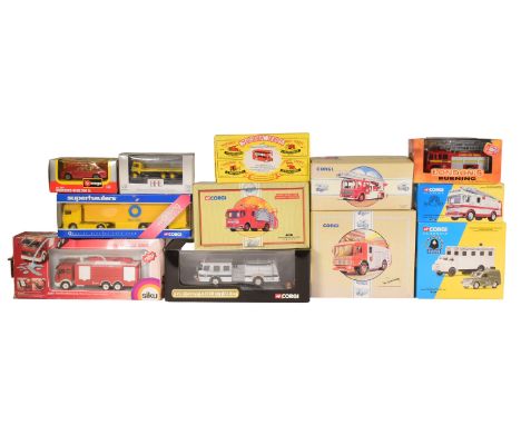 Diecast - a collection of x11 boxed diecast model lorries, emergency response vehicles and others of various scales and maker