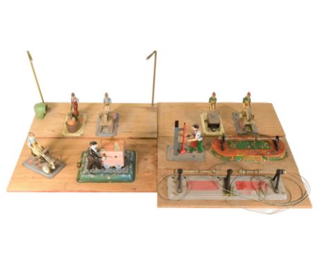 Live Steam - a collection of Wilesco live steam drive models to include; carpenter, press operator, organ grinder, wood cutte