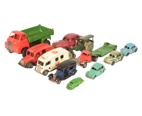 Minic Toys - a collection of vintage Triang Minic Toys clockwork mechanical toy cars and other vehicles to include; Ambulance