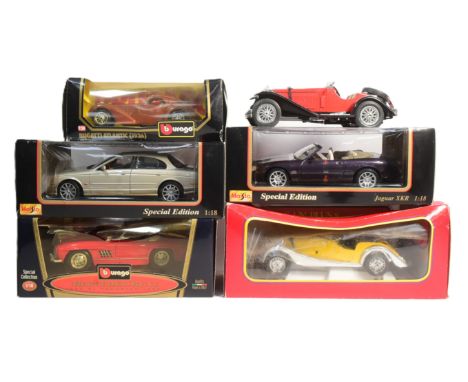 Diecast - a collection of mostly Burago and Maisto 1/18 and 1/24 scale boxed diecast models to include; Mercedez-Benz 300 SL 