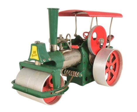 Live Steam - an original vintage Wilesco ' Old Smokey ' live steam roller engine with chain steering, roller wheels and fuel 