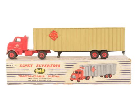 Diecast - a vintage Dinky Super Toys boxed diecast model No. 948 Tractor Trailer with Mclean livery. Model appears VG / VG+ w