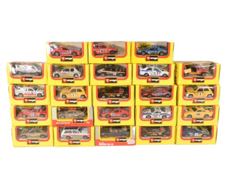 Diecast - a collection of Bburago / Burago 1/43 scale boxed diecast model rally cars to include; Saab 900 Turbo, Porsche 924 