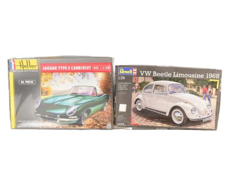 Model Kits - two plastic model kits of automobile interest comprising; Revell 1/24 scale VW Beetle Limousine 1968 and Heller 