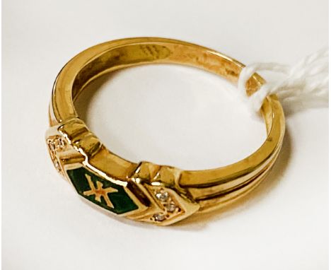 18CT GOLD DIAMOND &amp; ENAMELLED RING SIZE K/L