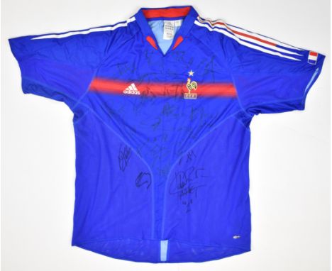 France FFF national team signed 2004 football shirt autographed by over twenty players