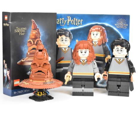 Lego Harry Potter sets comprising Harry Potter &amp; Hermione Granger 76393 and Talking Sorting Hat 76429, assembled with ins