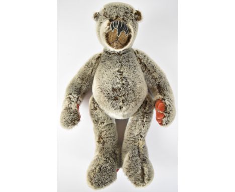 Deans Rag Book or similar style artist Teddy bear with grey mohair, umber pads, stitched features, articulated limbs and pewt