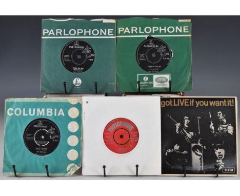 Approximately forty five 1960s 7" singles by The Beatles and The Rolling Stones comprising The Beatles Love Me Do (Parlophone