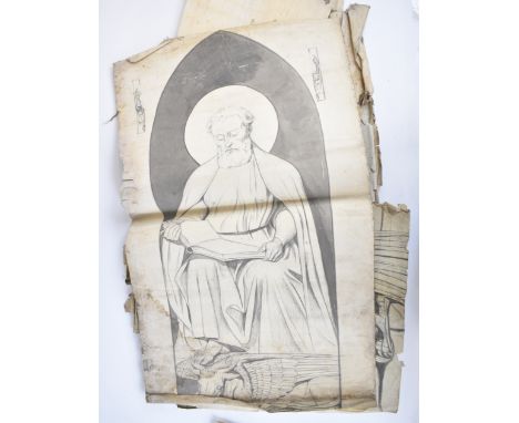 Henry Hugh Armstead RA (1828-1905) collection of pen, ink and wash designs for sculptures at Llandaff Cathedral, Cardiff, Wal