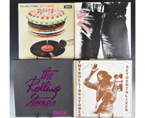 Collection of four Rolling Stones LPs comprising Sticky Fingers (COC 59100) with top opening cover, the zipper on front cover