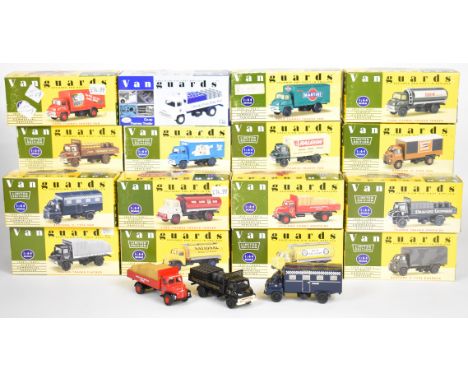 Twenty four Lledo Vanguards 1:64 scale diecast model trucks and similar haulage vehicles to include Thames Trader Dropside, B