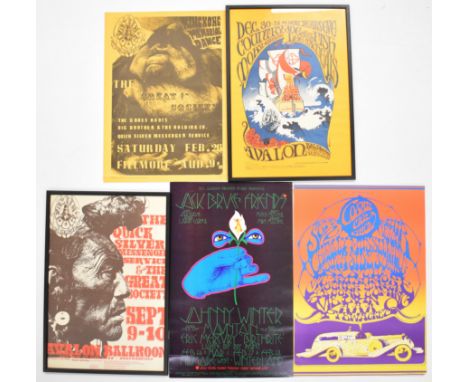 [San Francisco Psychedelic Sixties] Group of five 1960’s posters including concert posters at Avalon Ballroom by The Quick Si