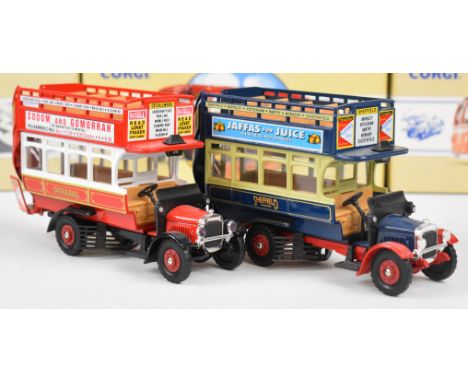 Fourteen Corgi diecast model buses to include Daimler CW Derby Corp 97822, Daimler 1/2 Blue Bus Services 97823, Leyland Tiger