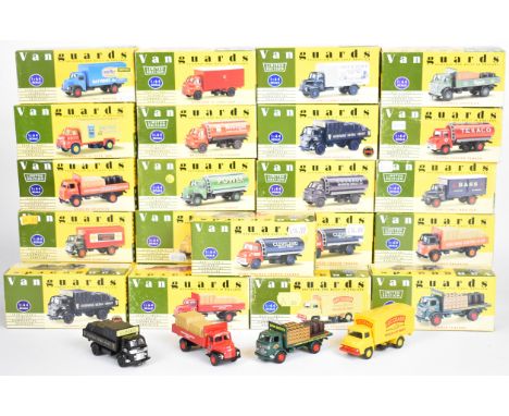 Twenty five Lledo Vanguards 1:64 scale diecast model trucks and similar haulage vehicles to include Bedford S Type Van, Comme