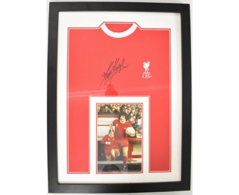 Kevin Keegan Liverpool FC framed&nbsp;montage comprising signed replica shirt and a colour photo mounted within, the signatur