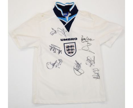 England 1996 signed replica home shirt (Euro &lsquo;96) autographed by nine players including Peter Shilton and Chris Powell