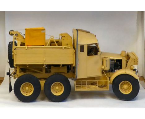 A scratch built scale model of a Scammel Pioneer 6x4 recovery vehicle, in desert livery, complete with accessories, made by a