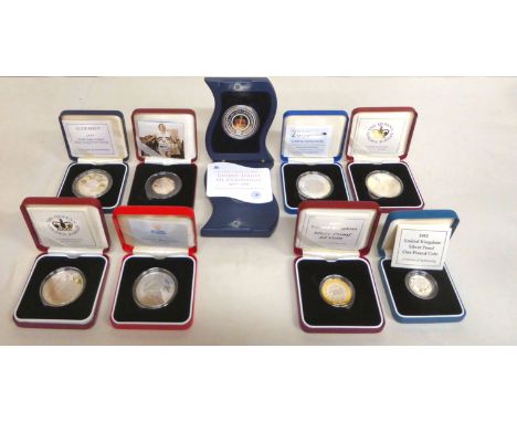 Silver proof collector's coins: to include a 2000 £5