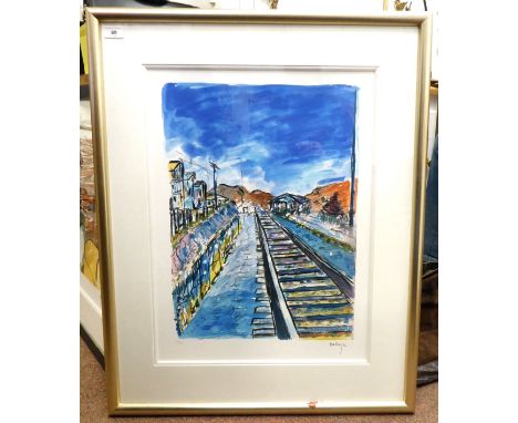 After Bob Dylan - 'Train Tracks Portfolio'&nbsp; Limited Edition 99/295 coloured print&nbsp; bears a pencil signature &amp; c