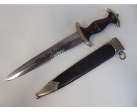 A German Nazi SA Stormtroopers dagger, the handle with emblems, the Weltersbach blade bearing a motto and inscription&nbsp; 8