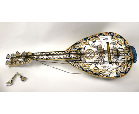 A French faience model of a mandolin&nbsp; 20"L