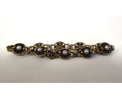 A silver gilt and enamelled bead bracelet with uniform links&nbsp; stamped 9305