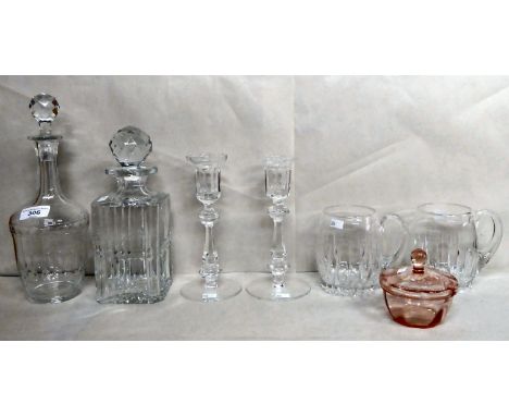 Glassware: to include a pair of Waterford crystal candlesticks&nbsp; 8"h