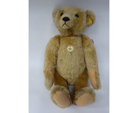 A Steiff Classic 1906 mohair covered Teddy bear with a mobile head, limbs, a stitched nose and a growler&nbsp; 20"h