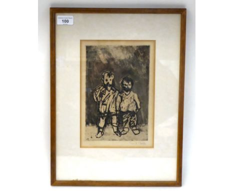 After Emil Nolde - 'Lausbuben'&nbsp; etching &amp; aquatint (1908)&nbsp; bears a pencil signature&nbsp; 9" x 6.25"&nbsp; fram