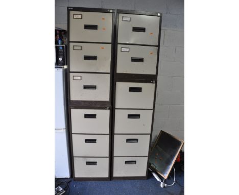 FOUR VINTAGE FILING CABINETS two three drawer both with keys, a four drawer with key and a two drawer no key (4) Condition so