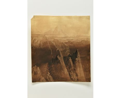 WILLIAM JAMES MULLER (1812-1845) 'A SCENE IN THE LEVANT', a mountainous landscape, initialled bottom right, monochrome waterc