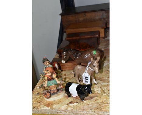 A GROUP OF CERAMICS, TREEN AND SUNDRIES, comprising a Beswick Donkey Foal model no 2110, a Beswick Donkey no 1364B, two Humme