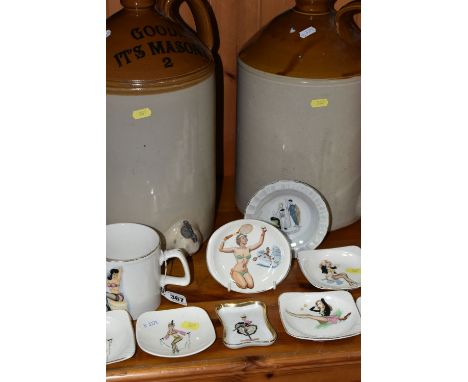 A COLLECTION OF 1940'S PIN-UP GIRL DESIGN TRINKET DISHES, comprising maker's names Sandland Ware, British Anchor, a French Li