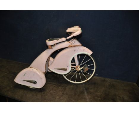 A VINTAGE A.F.C. AIRFLOW COLLECTION CHILDS TRICYCLE finished in pink seat height 50cm (Condition: - some paint losses, surfac