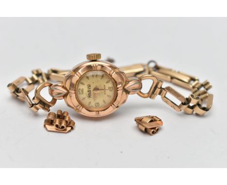 A LADYS 'ANDREW' WRISTWATCH, manual wind AF, round gold dial signed 'Andrew' alternating Arabic numerals and baton markers, i