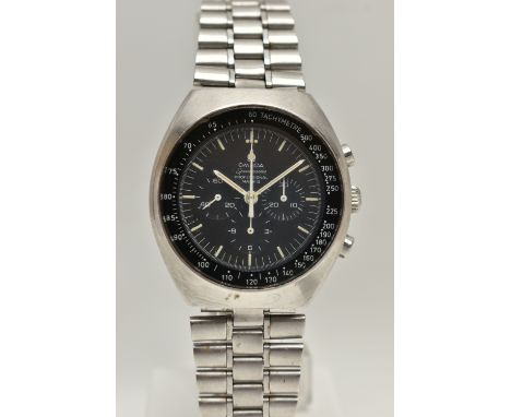 AN OMEGA SPEEDMASTER PROFESSIONAL MARK II WRISTWATCH, the matt black dial, with subsidiary dials at three, six and nine o'clo